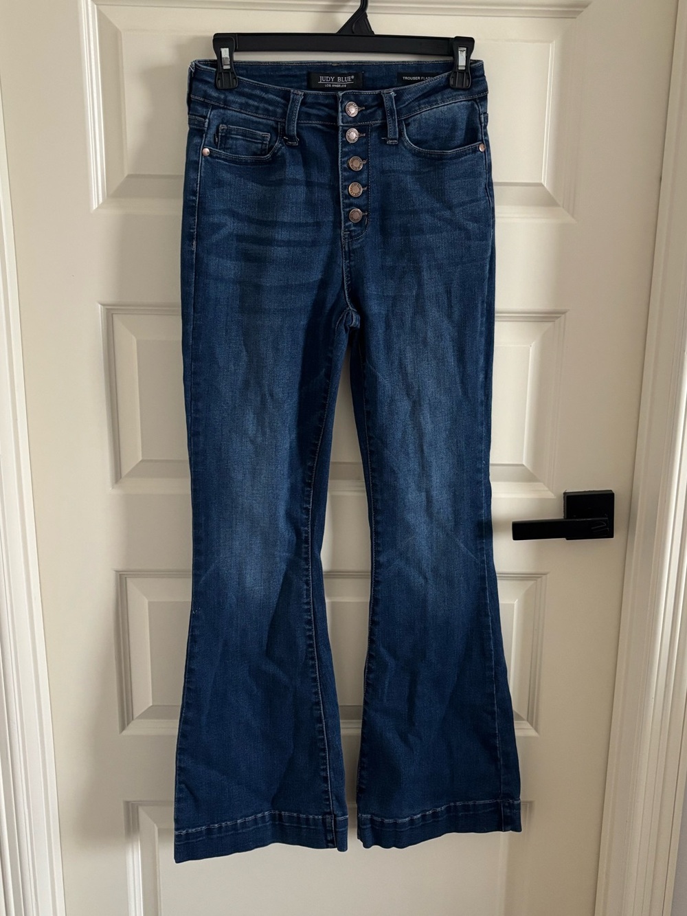 Judy Blue Dark Blue High-Rise Button-Fly Flare Jeans